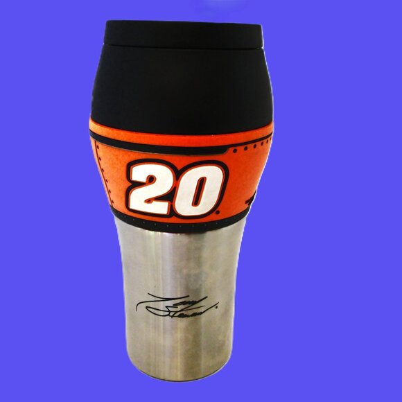 Nascar silver Patented thermos sports mug signed Tony Steward #20 Nascar Thermos - Picture 3 of 10